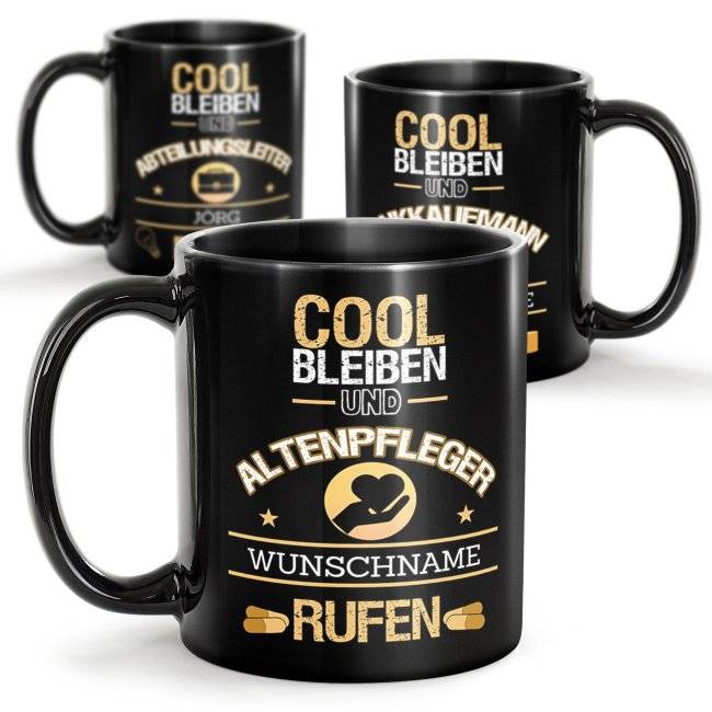 Tassendruck Schwarze - männliche Berufe - mit Name selbst gestalten Tägliche Deals
