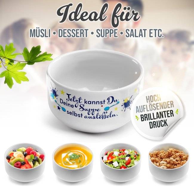 Tassendruck Müslischüssel - 18. Geburtstag - Suppe selber auslöffeln - mit Name - 500 ml Tiefpreis