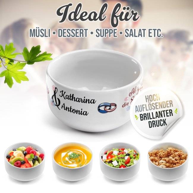 Tassendruck Müslischüssel - Suppe gemeinsam auslöffeln - mit Name - 500 ml Super Sparpreis