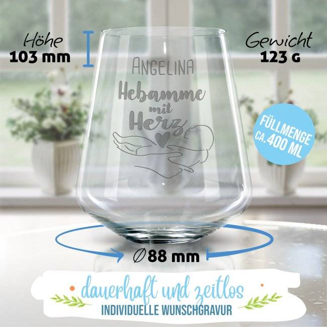 Tassendruck Personalisierbares Windlicht - Hebamme mit Herz - mit Name Zeitbegrenzte Promotion