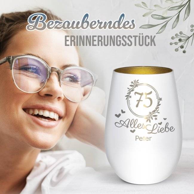 Tassendruck Windlicht mit Gravur zum Geburtstag - Alles Liebe - mit Name und Zahl - inkl. Teelicht Bis zu 50% Rabatt