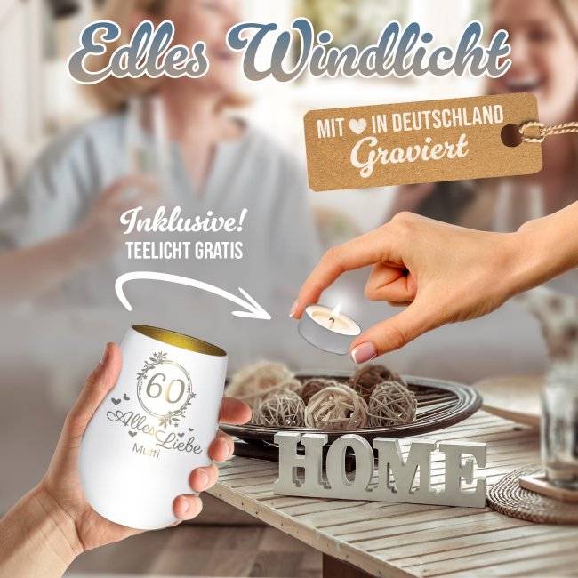 Tassendruck Windlicht mit Gravur zum Geburtstag - Alles Liebe - mit Name und Zahl - inkl. Teelicht Bis zu 50% Rabatt