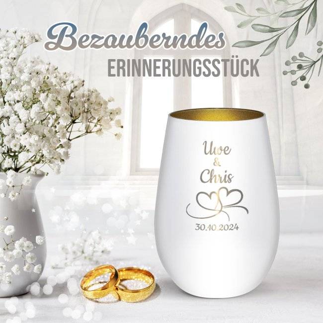 Tassendruck Windlicht mit Gravur - Herzen - mit Namen und Datum - inkl. Teelicht Bis zu 60% Rabatt