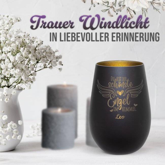 Tassendruck Trauerlicht - Der schönste Engel im Himmel - mit Name - inkl. Teelicht Bis zu 55% Rabatt