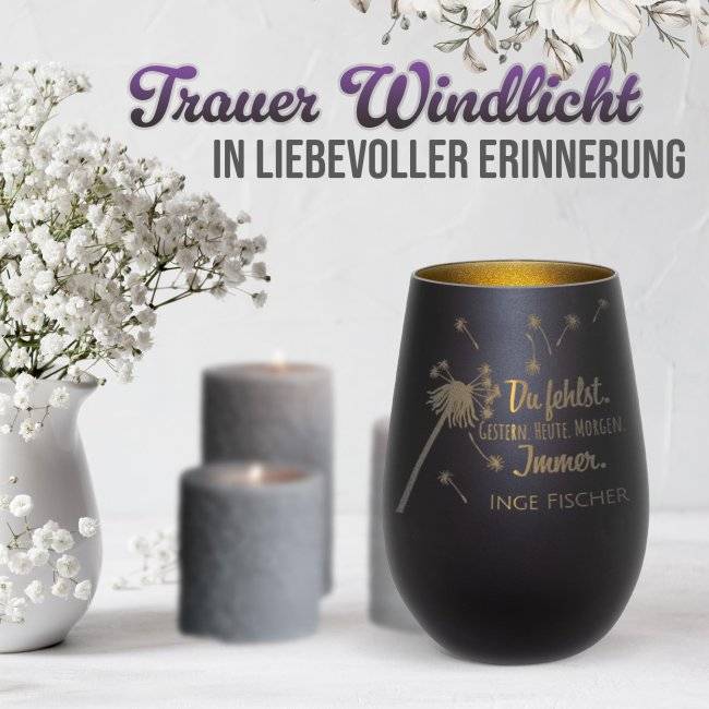 Tassendruck Trauerlicht - Du fehlst - mit Name - inkl. Teelicht Discount Store für neue Produkte