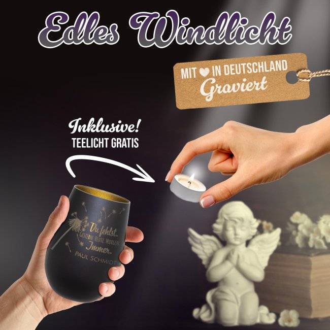 Tassendruck Trauerlicht - Du fehlst - mit Name - inkl. Teelicht Discount Store für neue Produkte