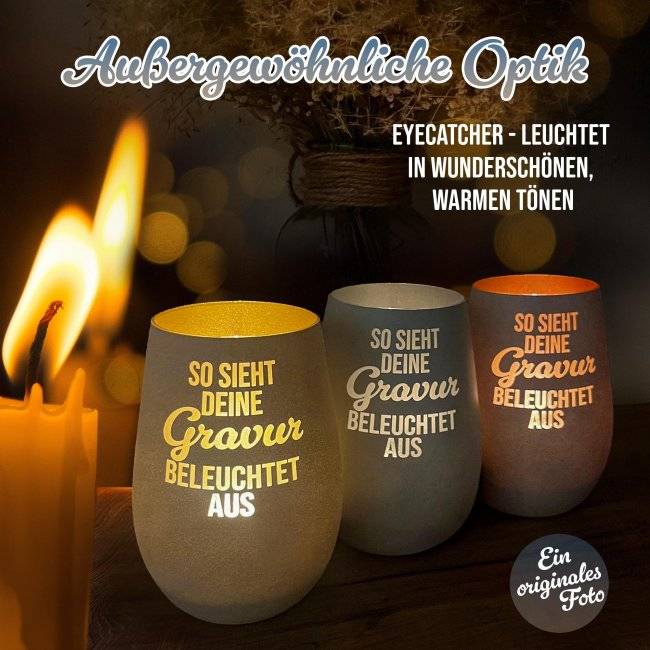 Tassendruck Windlicht mit Gravur - We are family - mit bis zu 5 Namen - inkl. Teelicht Fabrikladen