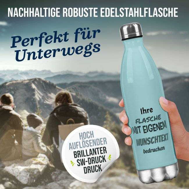 Tassendruck Farbige Edelstahl-Trinkflasche mit Text selbst gestalten - 4 Farben - 500 ml Hotsell
