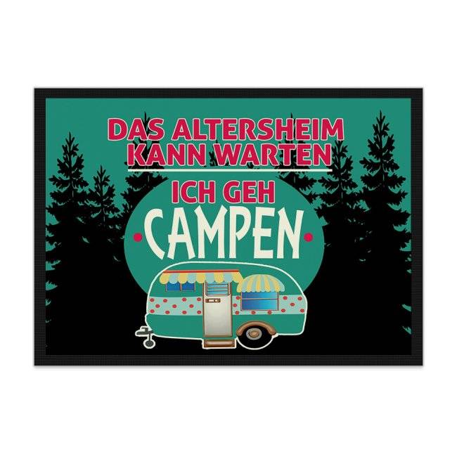 Tassendruck Lustige Fußmatte Camping - Das Altersheim kann warten Günstig kaufen