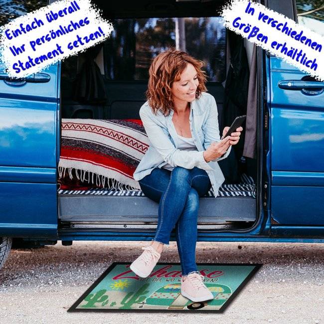 Tassendruck Lustige Fußmatte - Kakteen - Zuhause ist da, wo wir parken Großer Ausverkauf