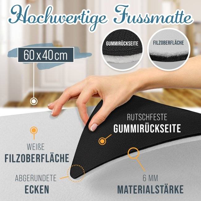 Tassendruck Filz-Fußmatte mit lustigem Spruch - Bier dabei, Eintritt frei! - 60 x 40 cm Begrenztes Angebot