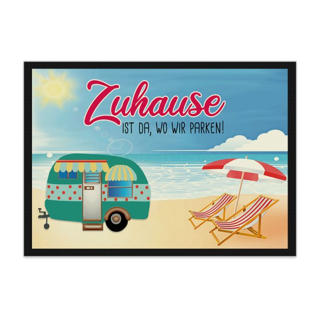 Tassendruck Lustige Fußmatte - Strand - Zuhause ist da, wo wir parken