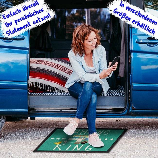 Tassendruck Lustige Fußmatte Camping - Camping King Saisonschlussverkauf