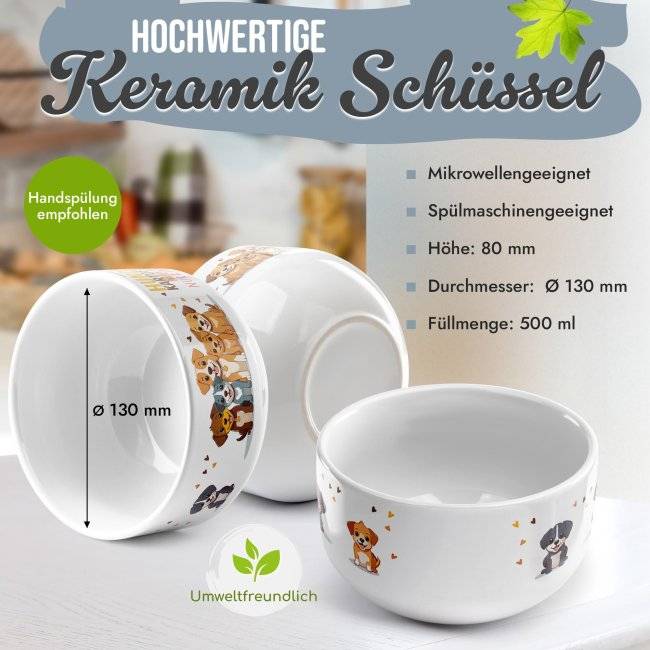 Tassendruck Müslischüssel mit Spruch - Hunde sind wie Chips - 500 ml Top Angebot