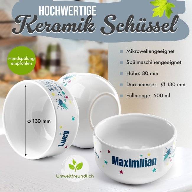 Tassendruck Müslischüssel - Erste Wohnung - mit Name - 500 ml Kauf eins, bekomm eins gratis