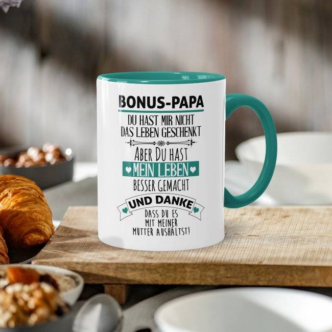 Tassendruck mit Spruch - Danke Bonus Papa Riesige Ersparnisse