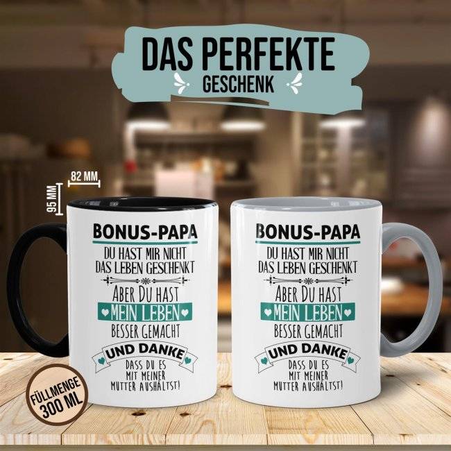 Tassendruck mit Spruch - Danke Bonus Papa Riesige Ersparnisse