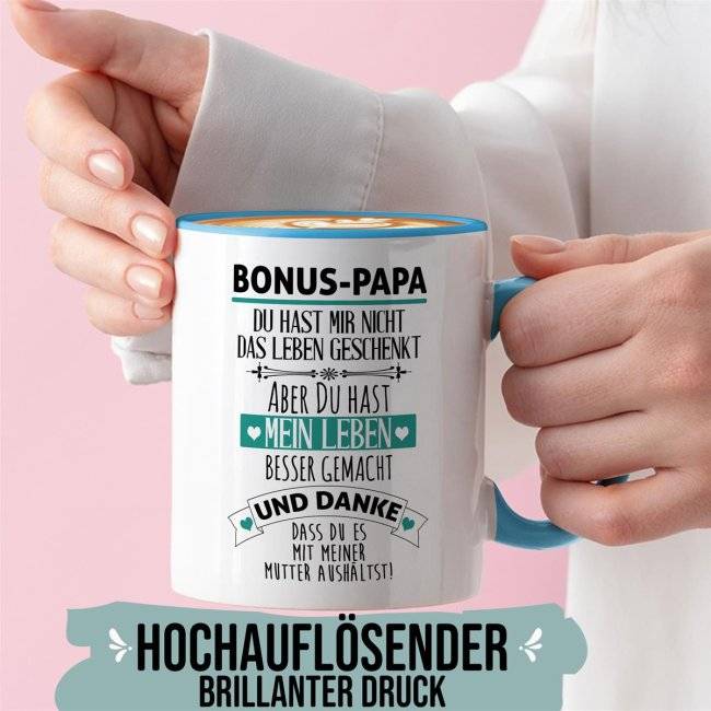 Tassendruck mit Spruch - Danke Bonus Papa Riesige Ersparnisse