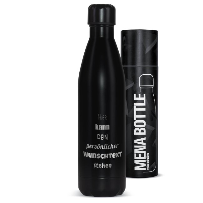 Tassendruck Edelstahl-Trinkflasche gravieren- schwarz matt - 750 ml 50% Rabatt für begrenzte Zeit