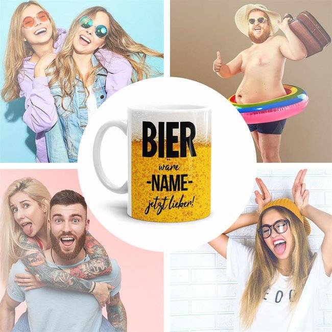 Tassendruck Bier mit Name personalisieren - Bier wäre XXX jetzt lieber - Weiß Hotsell