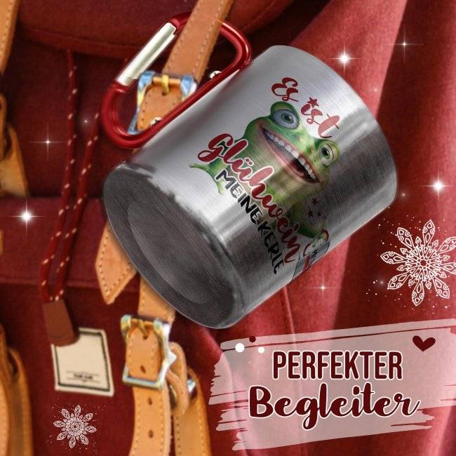 Tassendruck Glühweintasse - Es ist Glühwein, meine Kerle - Edelstahltasse mit Karabiner Kostenloser Versand