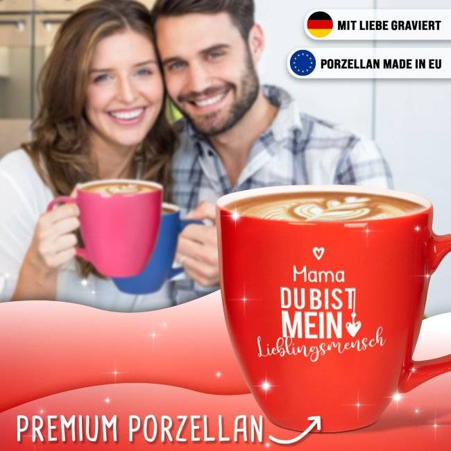 Tassendruck Hochglänzende Porzellantasse mit Gravur - XXL Jumbotasse - Lieblingsmensch - Glossy Effect Flash Sale