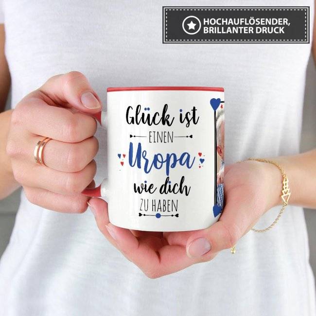 Tassendruck - Glück ist, einen Uropa wie Dich zu haben - mit zwei Fotos - Weiß Black Friday