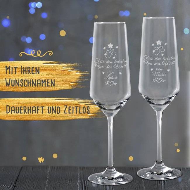 Tassendruck Sektglas mit Gravur - Bester Opa Valentinstagsangebot