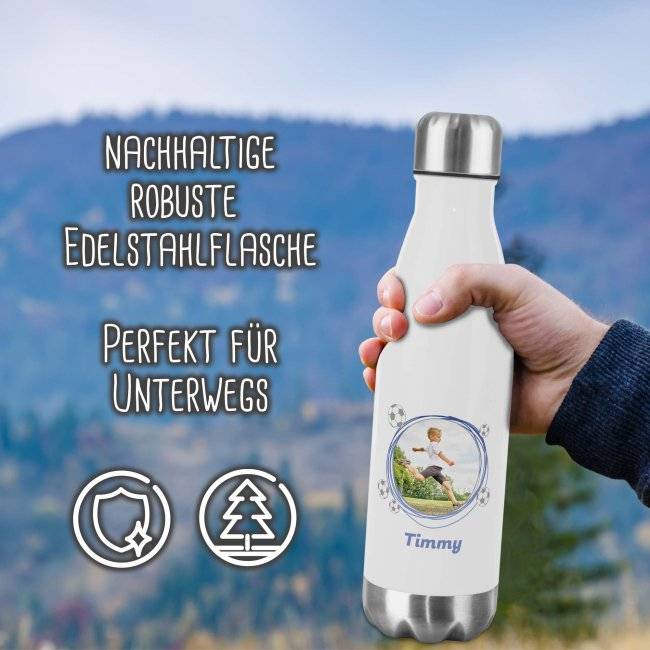 Tassendruck Trinkflasche aus Edelstahl für Kinder - mit Bild und Name - verschiedene Rahmen Top Angebot
