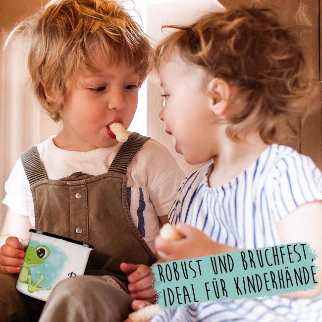 Tassendruck Kindertasse aus Emaille - Süße Tiermotive - mit Wunschname personalisierbar Neueste Mode