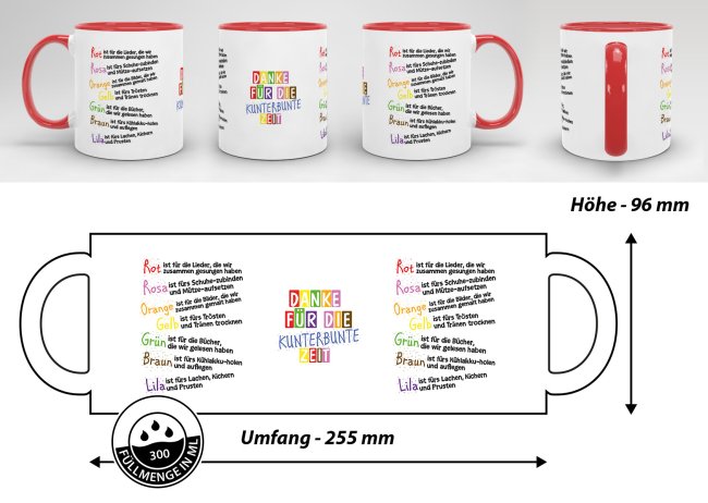 Tassendruck für Kinder mit Spruch zum Kitaabschied - Danke für die Kitazeit Blitzangebot