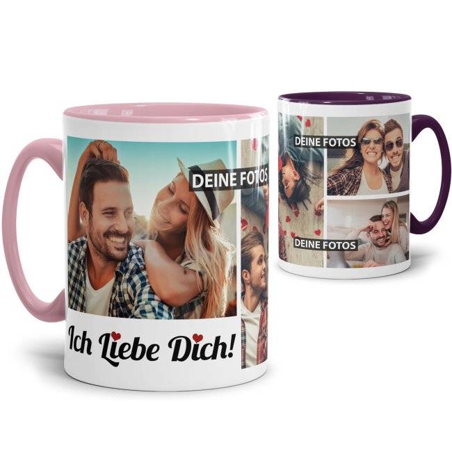 Tassendruck mit Fotocollage - Ich liebe Dich - für 4 Fotos