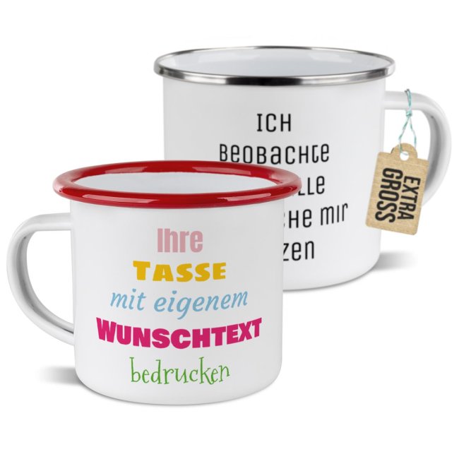 Tassendruck Emaille- mit Wunschtext - verschiedene Größen Tägliche Deals