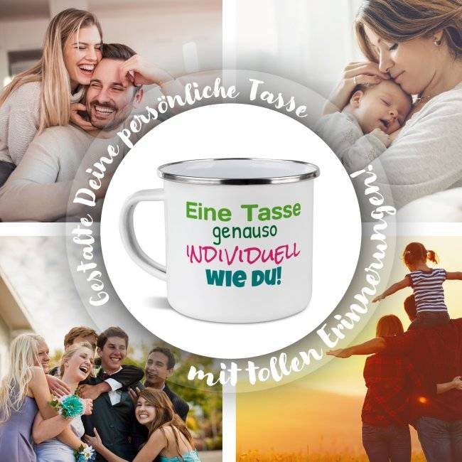 Tassendruck Emaille- mit Wunschtext - verschiedene Größen Tägliche Deals