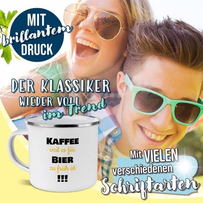 Tassendruck Emaille- mit Wunschtext - verschiedene Größen Tägliche Deals