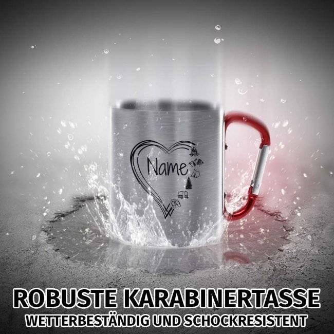 Tassendruck Karabiner - mit Herz-Motiv - mit Name personalisieren Bis zu 60% Rabatt