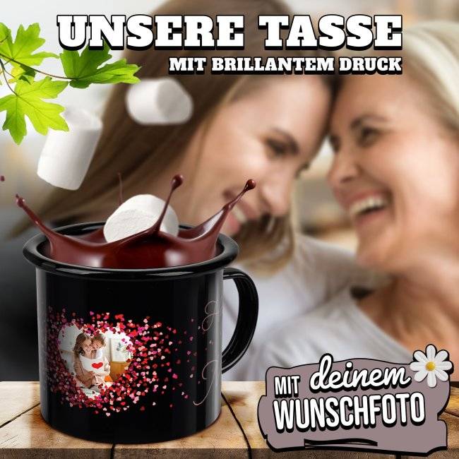 Tassendruck Schwarze Emaille- für Mama - Danke für alles - mit Foto gestalten Sonderangebot der Fabrik