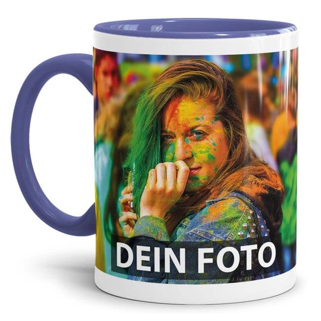 Tassendruck Fototasse innen/Henkel Cambridge blau