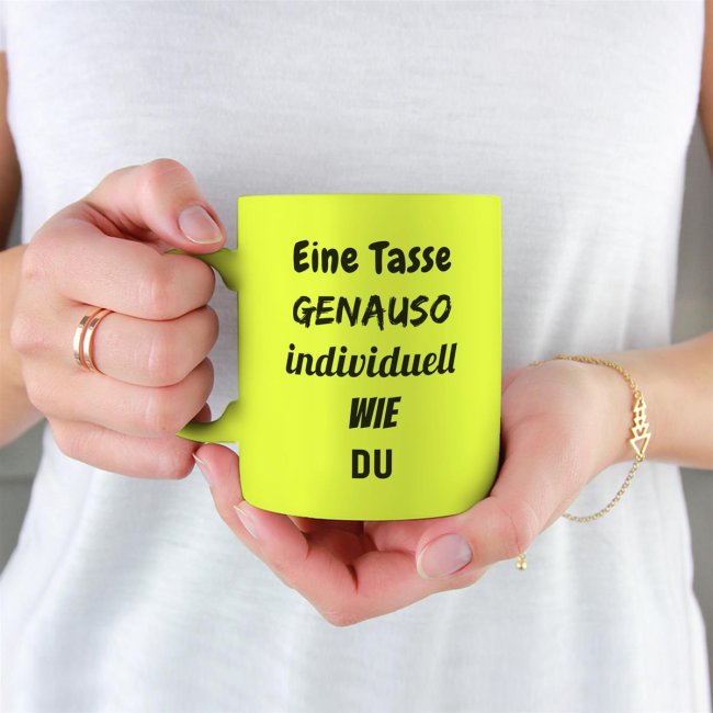 Tassendruck Fototasse NEON Gelb Kostenloser Versand
