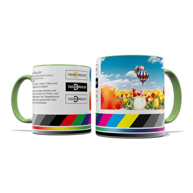 Tassendruck Panoramatasse Rand/Henkel hellgrün Fabrik Onlineshop