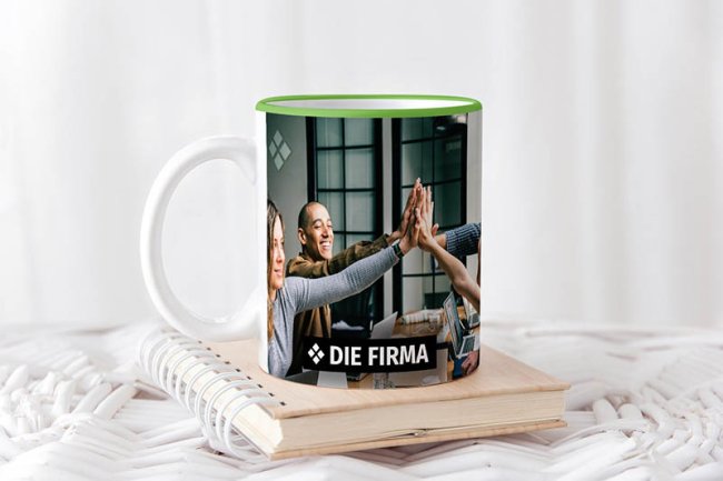 Tassendruck Panoramatasse Rand/Henkel hellgrün Fabrik Onlineshop