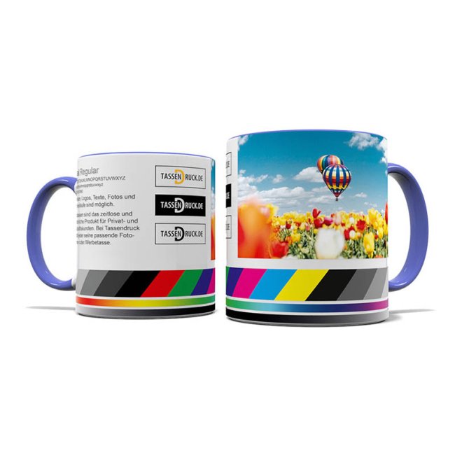 Tassendruck Panoramatasse innen/Henkel Cambrige Blau Sonderangebot