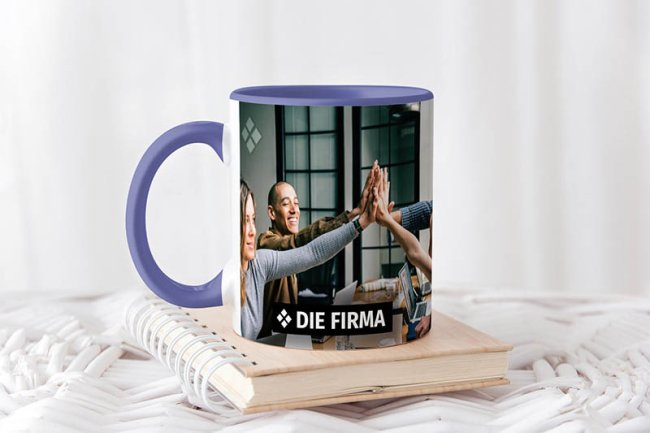Tassendruck Panoramatasse innen/Henkel Cambrige Blau Sonderangebot