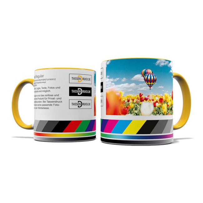 Tassendruck Panoramatasse Rand/Henkel gelb Günstig kaufen