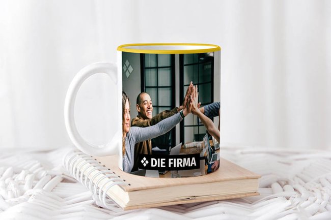 Tassendruck Panoramatasse Rand/Henkel gelb Günstig kaufen