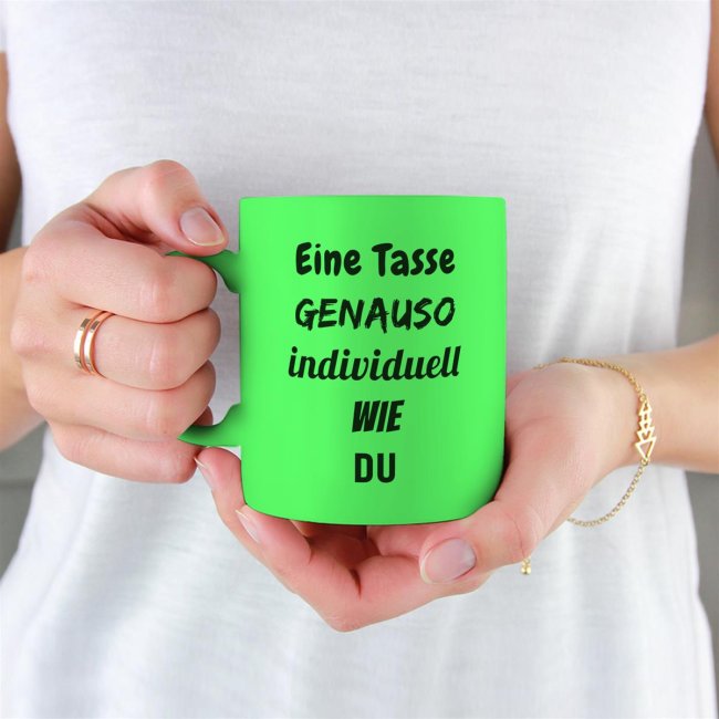 Tassendruck Fototasse NEON Grün Black Friday