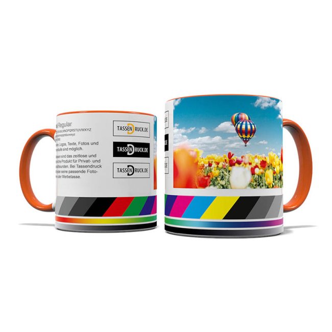 Tassendruck Panoramatasse Rand/Henkel orange Valentinstagsangebot