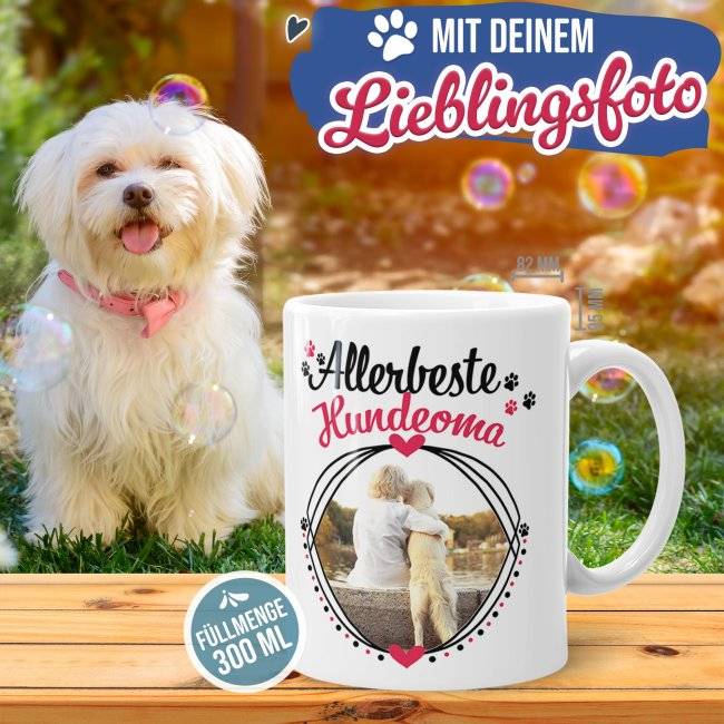 Tassendruck mit Spruch - Allerbeste Hundeoma - mit Foto gestalten Super Sparpreis