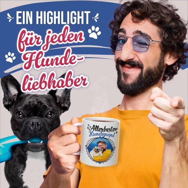 Tassendruck mit Spruch - Allerbester Hundepapa - mit Foto gestalten Wochenangebot