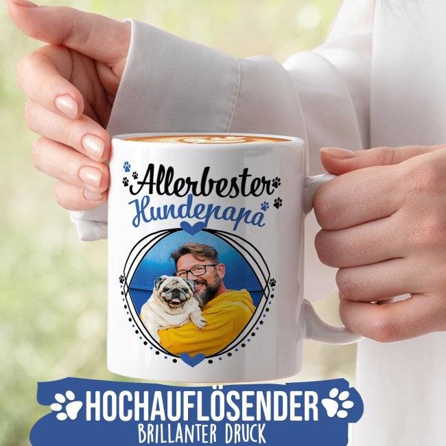 Tassendruck mit Spruch - Allerbester Hundepapa - mit Foto gestalten Wochenangebot
